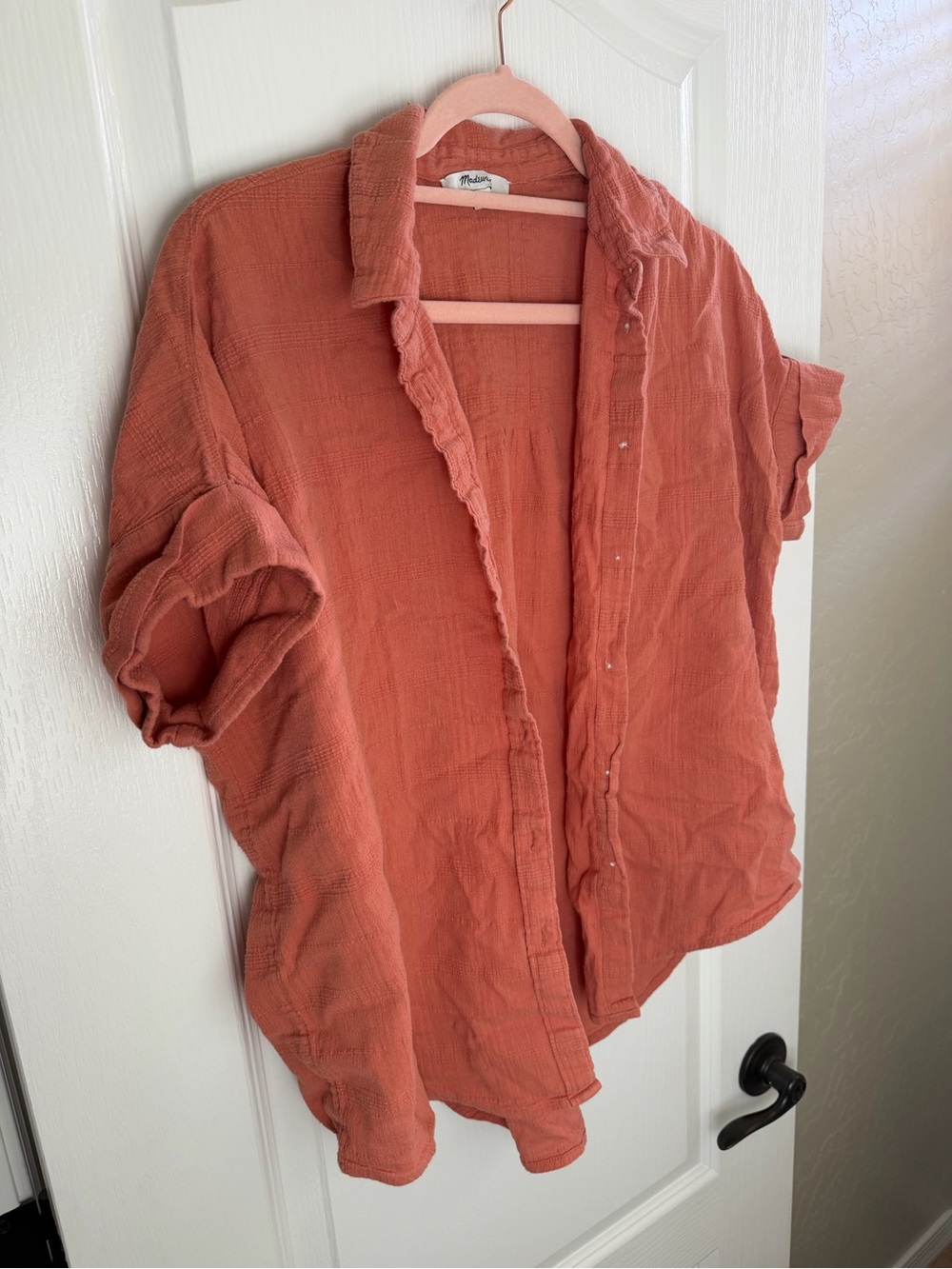 Madewell Coral Orange Button-Down Shirt - Picture 6 of 6